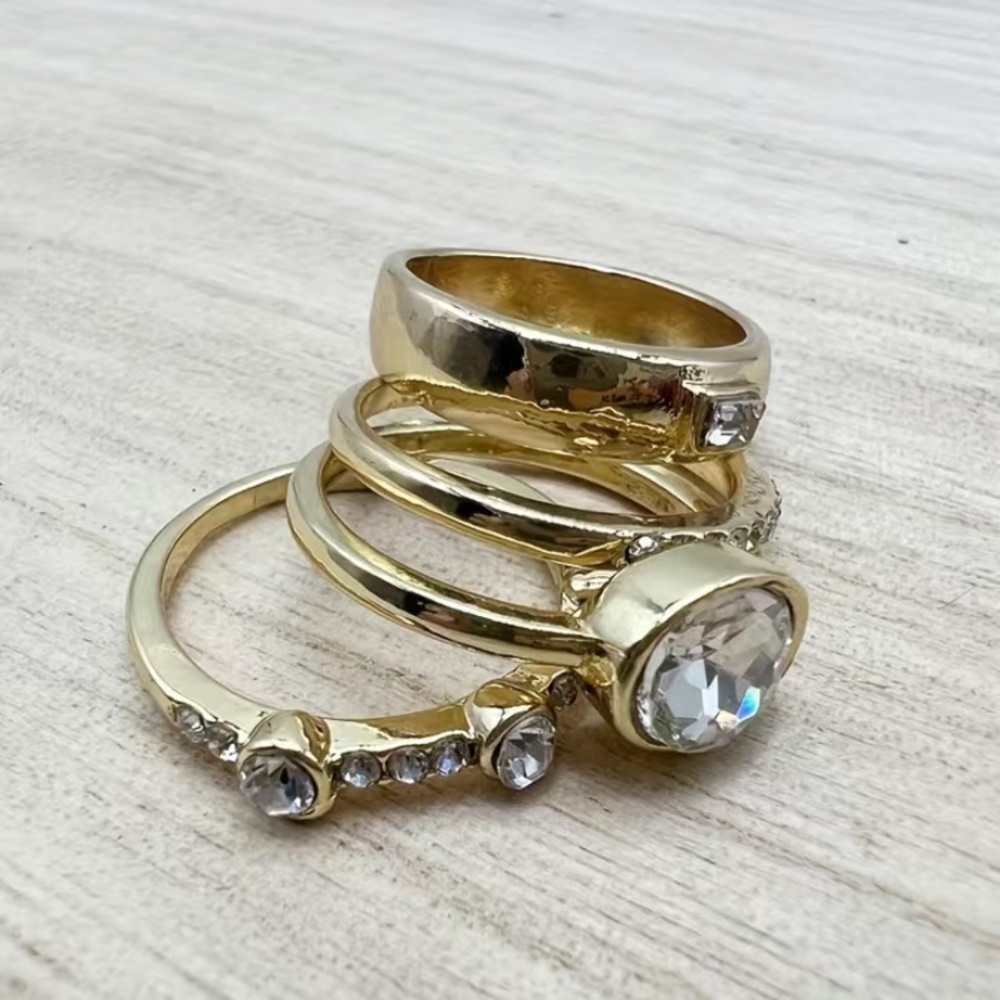 - 18k Gold Plated Stack Rings Size 7 - Picture 2 of 5